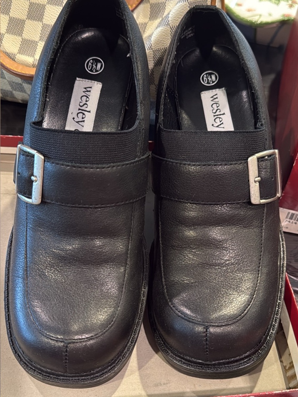 Wesley & Co. Black Buckle Loafers